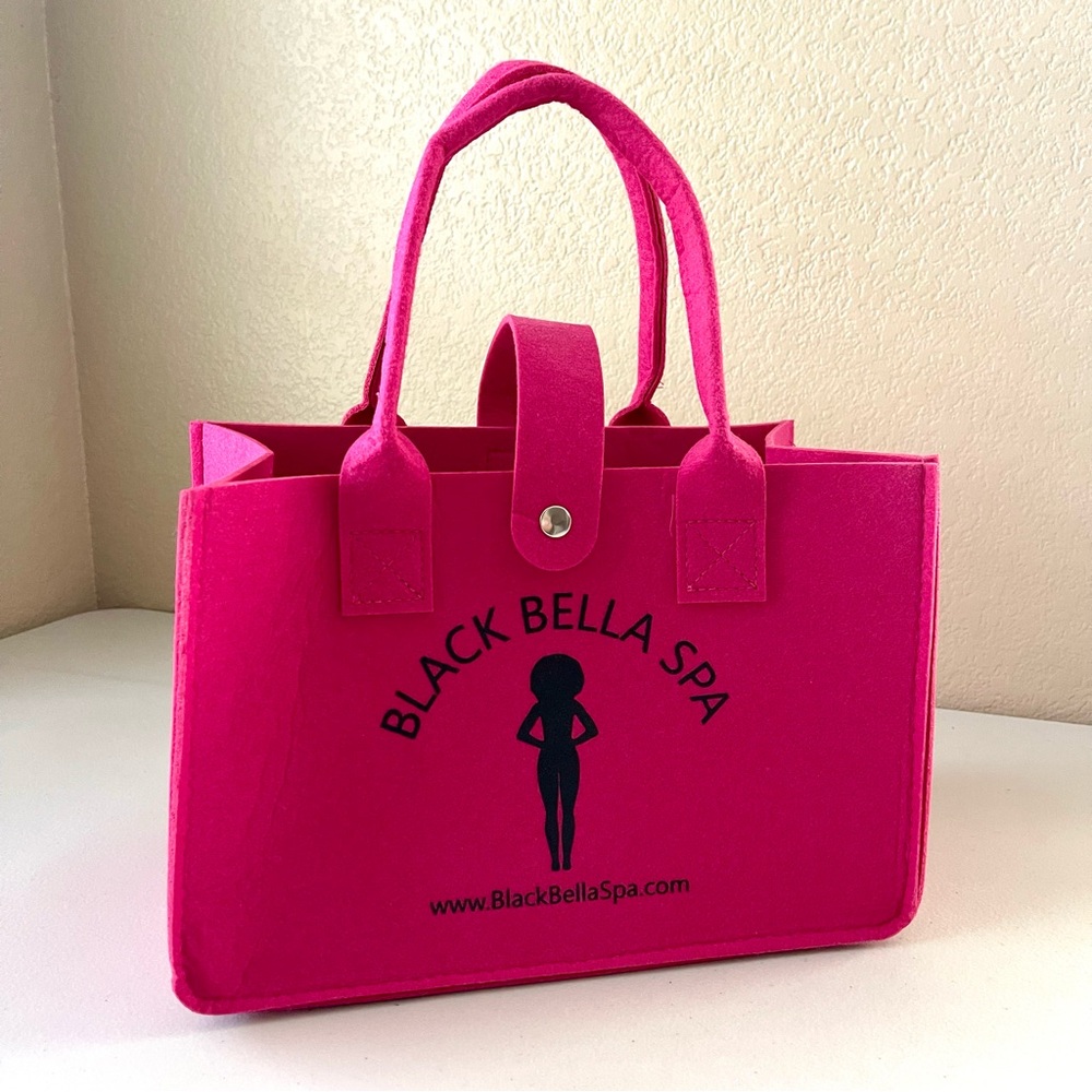 BLACK BELLA SPA Felt Tote Shopping Bag Pink EUC